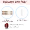 imageBABALAL French Tip Press on Nails Long Square Fake Nails Brown Cheetah Glue on Nails 3d Bow Charm Design Acrylic Nails 24Pcs Squoval Manicure False Nails for Women and Girlsfneb102