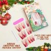 imageBABALAL French Tip Press on Nails Long Square Fake Nails Brown Cheetah Glue on Nails 3d Bow Charm Design Acrylic Nails 24Pcs Squoval Manicure False Nails for Women and Girlsfneb125
