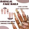imageBABALAL French Tip Press on Nails Long Square Fake Nails Brown Cheetah Glue on Nails 3d Bow Charm Design Acrylic Nails 24Pcs Squoval Manicure False Nails for Women and Girlsfneb109