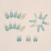 imageBABALAL French Tip Press on Nails Long Square Fake Nails Brown Cheetah Glue on Nails 3d Bow Charm Design Acrylic Nails 24Pcs Squoval Manicure False Nails for Women and Girlsfneb117green