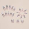 imageBABALAL French Tip Press on Nails Long Square Fake Nails Brown Cheetah Glue on Nails 3d Bow Charm Design Acrylic Nails 24Pcs Squoval Manicure False Nails for Women and Girlsfneb119sliver