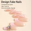 imageBABALAL French Tip Press on Nails Long Square Fake Nails Brown Cheetah Glue on Nails 3d Bow Charm Design Acrylic Nails 24Pcs Squoval Manicure False Nails for Women and Girlsfneb119