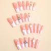 imageBABALAL French Tip Press on Nails Long Square Fake Nails Brown Cheetah Glue on Nails 3d Bow Charm Design Acrylic Nails 24Pcs Squoval Manicure False Nails for Women and Girlsfneb109