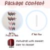 imageBABALAL French Tip Press on Nails Long Square Fake Nails Brown Cheetah Glue on Nails 3d Bow Charm Design Acrylic Nails 24Pcs Squoval Manicure False Nails for Women and Girlsfneb115stra