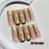 imageBABALAL French Tip Press on Nails Long Square Fake Nails Brown Cheetah Glue on Nails 3d Bow Charm Design Acrylic Nails 24Pcs Squoval Manicure False Nails for Women and Girlsfneb102
