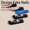 imageBABALAL French Tip Press on Nails Long Square Fake Nails Brown Cheetah Glue on Nails 3d Bow Charm Design Acrylic Nails 24Pcs Squoval Manicure False Nails for Women and Girlsfneb107