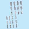 imageBABALAL French Tip Press on Nails Long Square Fake Nails Brown Cheetah Glue on Nails 3d Bow Charm Design Acrylic Nails 24Pcs Squoval Manicure False Nails for Women and Girlsfneb112