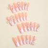 imageBABALAL French Tip Press on Nails Long Square Fake Nails Brown Cheetah Glue on Nails 3d Bow Charm Design Acrylic Nails 24Pcs Squoval Manicure False Nails for Women and Girlsfneb114
