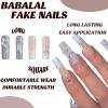 imageBABALAL French Tip Press on Nails Long Square Fake Nails Brown Cheetah Glue on Nails 3d Bow Charm Design Acrylic Nails 24Pcs Squoval Manicure False Nails for Women and Girlsfneb117