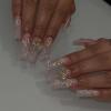 imageBABALAL French Tip Press on Nails Long Square Fake Nails Brown Cheetah Glue on Nails 3d Bow Charm Design Acrylic Nails 24Pcs Squoval Manicure False Nails for Women and Girlsfneb101