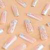 imageBABALAL French Tip Press on Nails Long Square Fake Nails Brown Cheetah Glue on Nails 3d Bow Charm Design Acrylic Nails 24Pcs Squoval Manicure False Nails for Women and Girlsfneb108