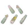 imageBABALAL French Tip Press on Nails Long Square Fake Nails Brown Cheetah Glue on Nails 3d Bow Charm Design Acrylic Nails 24Pcs Squoval Manicure False Nails for Women and Girlsfneb117green