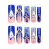 imageBABALAL French Tip Press on Nails Long Square Fake Nails Brown Cheetah Glue on Nails 3d Bow Charm Design Acrylic Nails 24Pcs Squoval Manicure False Nails for Women and Girlsfneb104