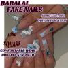 imageBABALAL French Tip Press on Nails Long Square Fake Nails Brown Cheetah Glue on Nails 3d Bow Charm Design Acrylic Nails 24Pcs Squoval Manicure False Nails for Women and Girlsfneb103