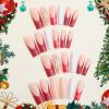 imageBABALAL French Tip Press on Nails Long Square Fake Nails Brown Cheetah Glue on Nails 3d Bow Charm Design Acrylic Nails 24Pcs Squoval Manicure False Nails for Women and Girlsfneb125