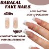 imageBABALAL French Tip Press on Nails Long Square Fake Nails Brown Cheetah Glue on Nails 3d Bow Charm Design Acrylic Nails 24Pcs Squoval Manicure False Nails for Women and Girlsfneb105