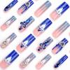 imageBABALAL French Tip Press on Nails Long Square Fake Nails Brown Cheetah Glue on Nails 3d Bow Charm Design Acrylic Nails 24Pcs Squoval Manicure False Nails for Women and Girlsfneb104