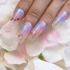 imageBABALAL Press on Nails Almond Medium Fake Nails Chrome Glue on Nails Blue Red Design Acrylic Nails 24Pcs Stiletto Stick on Nails Glossy Manicure Diy False NailsBlue  pink
