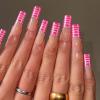 imageBABALAL Press on Nails Almond Medium Fake Nails Chrome Glue on Nails Blue Red Design Acrylic Nails 24Pcs Stiletto Stick on Nails Glossy Manicure Diy False NailsMulticolored