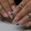 imageBABALAL Press on Nails Almond Medium Fake Nails Chrome Glue on Nails Blue Red Design Acrylic Nails 24Pcs Stiletto Stick on Nails Glossy Manicure Diy False Nails01A011