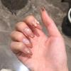 imageBABALAL Press on Nails Almond Medium Fake Nails Chrome Glue on Nails Blue Red Design Acrylic Nails 24Pcs Stiletto Stick on Nails Glossy Manicure Diy False Nails01Bow