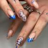 imageBABALAL Press on Nails Almond Medium Fake Nails Chrome Glue on Nails Blue Red Design Acrylic Nails 24Pcs Stiletto Stick on Nails Glossy Manicure Diy False Nails01A010