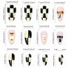 imageBABALAL Press on Nails Almond Medium Fake Nails Chrome Glue on Nails Blue Red Design Acrylic Nails 24Pcs Stiletto Stick on Nails Glossy Manicure Diy False Nails01A015