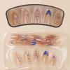 imageBABALAL Press on Nails Almond Medium Fake Nails Chrome Glue on Nails Blue Red Design Acrylic Nails 24Pcs Stiletto Stick on Nails Glossy Manicure Diy False Nails01A010