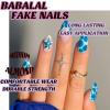 imageBABALAL Press on Nails Almond Medium Fake Nails Chrome Glue on Nails Blue Red Design Acrylic Nails 24Pcs Stiletto Stick on Nails Glossy Manicure Diy False Nails01A021