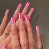 imageBABALAL Press on Nails Almond Medium Fake Nails Chrome Glue on Nails Blue Red Design Acrylic Nails 24Pcs Stiletto Stick on Nails Glossy Manicure Diy False NailsMulticolored