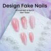 imageBABALAL Press on Nails Almond Medium Fake Nails Chrome Glue on Nails Blue Red Design Acrylic Nails 24Pcs Stiletto Stick on Nails Glossy Manicure Diy False Nails01A017