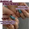 imageBABALAL Press on Nails Almond Medium Fake Nails Chrome Glue on Nails Blue Red Design Acrylic Nails 24Pcs Stiletto Stick on Nails Glossy Manicure Diy False Nails01A001