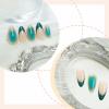 imageBABALAL Press on Nails Almond Medium Fake Nails Chrome Glue on Nails Blue Red Design Acrylic Nails 24Pcs Stiletto Stick on Nails Glossy Manicure Diy False Nails01A012