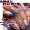 imageBABALAL Press on Nails Almond Medium Fake Nails Chrome Glue on Nails Blue Red Design Acrylic Nails 24Pcs Stiletto Stick on Nails Glossy Manicure Diy False Nails01A010