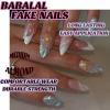 imageBABALAL Press on Nails Almond Medium Fake Nails Chrome Glue on Nails Blue Red Design Acrylic Nails 24Pcs Stiletto Stick on Nails Glossy Manicure Diy False Nails01A003