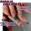 imageBABALAL Press on Nails Almond Medium Fake Nails Chrome Glue on Nails Blue Red Design Acrylic Nails 24Pcs Stiletto Stick on Nails Glossy Manicure Diy False Nails01A019