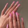 imageBABALAL Press on Nails Almond Medium Fake Nails Chrome Glue on Nails Blue Red Design Acrylic Nails 24Pcs Stiletto Stick on Nails Glossy Manicure Diy False NailsMulticolored