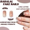 imageBABALAL Rainbow Press on Nails Medium Square Fake Nails Blue French Tip Glue on Nails 24Pcs Squoval Acrylic Nails Heart Love Cute Valentines Day Stick on Nails for Women and GirlsBBFND08