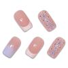 imageBABALAL Rainbow Press on Nails Medium Square Fake Nails Blue French Tip Glue on Nails 24Pcs Squoval Acrylic Nails Heart Love Cute Valentines Day Stick on Nails for Women and GirlsBBFND03