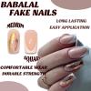 imageBABALAL Rainbow Press on Nails Medium Square Fake Nails Blue French Tip Glue on Nails 24Pcs Squoval Acrylic Nails Heart Love Cute Valentines Day Stick on Nails for Women and GirlsBBFND02
