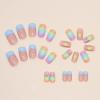imageBABALAL Rainbow Press on Nails Medium Square Fake Nails Blue French Tip Glue on Nails 24Pcs Squoval Acrylic Nails Heart Love Cute Valentines Day Stick on Nails for Women and GirlsBBFND21rainbow