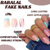 imageBABALAL Rainbow Press on Nails Medium Square Fake Nails Blue French Tip Glue on Nails 24Pcs Squoval Acrylic Nails Heart Love Cute Valentines Day Stick on Nails for Women and GirlsBBFND20french