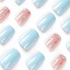 imageBABALAL Rainbow Press on Nails Medium Square Fake Nails Blue French Tip Glue on Nails 24Pcs Squoval Acrylic Nails Heart Love Cute Valentines Day Stick on Nails for Women and GirlsBBFND06