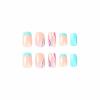 imageBABALAL Rainbow Press on Nails Medium Square Fake Nails Blue French Tip Glue on Nails 24Pcs Squoval Acrylic Nails Heart Love Cute Valentines Day Stick on Nails for Women and GirlsBBFND20french