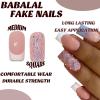 imageBABALAL Rainbow Press on Nails Medium Square Fake Nails Blue French Tip Glue on Nails 24Pcs Squoval Acrylic Nails Heart Love Cute Valentines Day Stick on Nails for Women and GirlsBBFND03