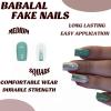 imageBABALAL Rainbow Press on Nails Medium Square Fake Nails Blue French Tip Glue on Nails 24Pcs Squoval Acrylic Nails Heart Love Cute Valentines Day Stick on Nails for Women and GirlsBBFND17
