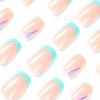 imageBABALAL Rainbow Press on Nails Medium Square Fake Nails Blue French Tip Glue on Nails 24Pcs Squoval Acrylic Nails Heart Love Cute Valentines Day Stick on Nails for Women and GirlsBBFND20french