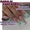 imageBABALAL Square Press on Nails Long Fake Nails Brown French Tip Glue on Nails Cheetah Design Fall Acrylic Nails 24Pcs Manicure Ombre Squoval Stick on Nails Full Cover False NailsBBFNH20green