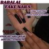 imageBABALAL Square Press on Nails Long Fake Nails Brown French Tip Glue on Nails Cheetah Design Fall Acrylic Nails 24Pcs Manicure Ombre Squoval Stick on Nails Full Cover False NailsBBFNH21black
