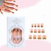 imageBABALAL Square Press on Nails Long Fake Nails Brown French Tip Glue on Nails Cheetah Design Fall Acrylic Nails 24Pcs Manicure Ombre Squoval Stick on Nails Full Cover False NailsBBFNH24